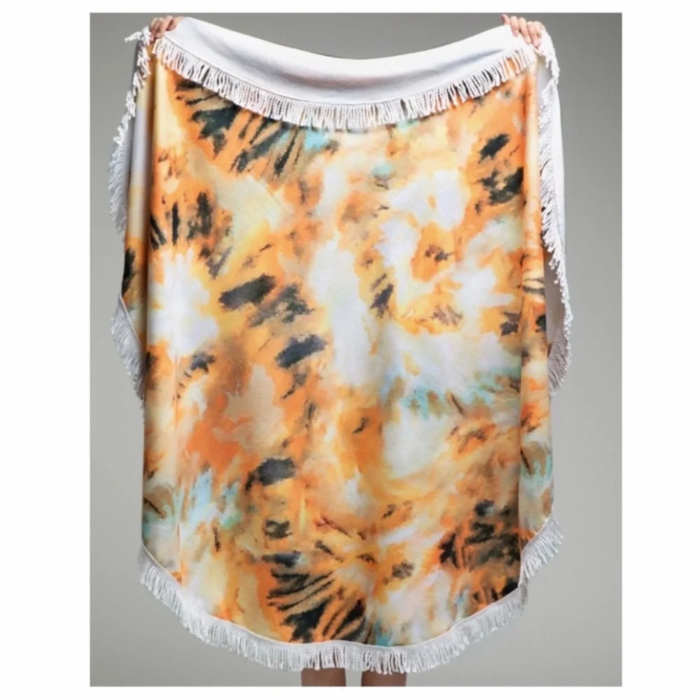 ☀️New☀️ Ruggine Boho Tie Dye Round Beach Towel